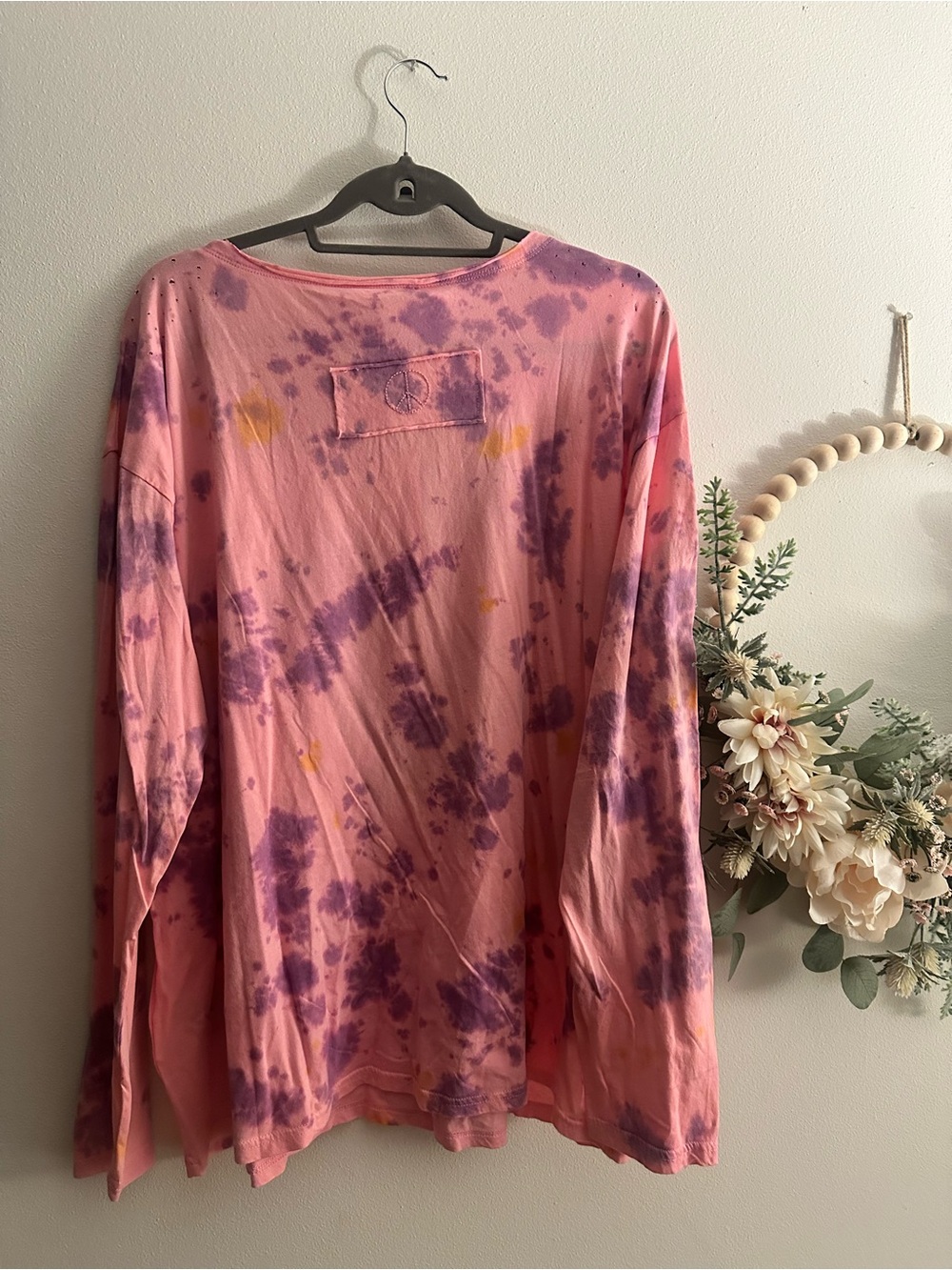 NWT Bright Pink Floral & Bird-Print Long Sleeve Tee - Picture 4 of 8